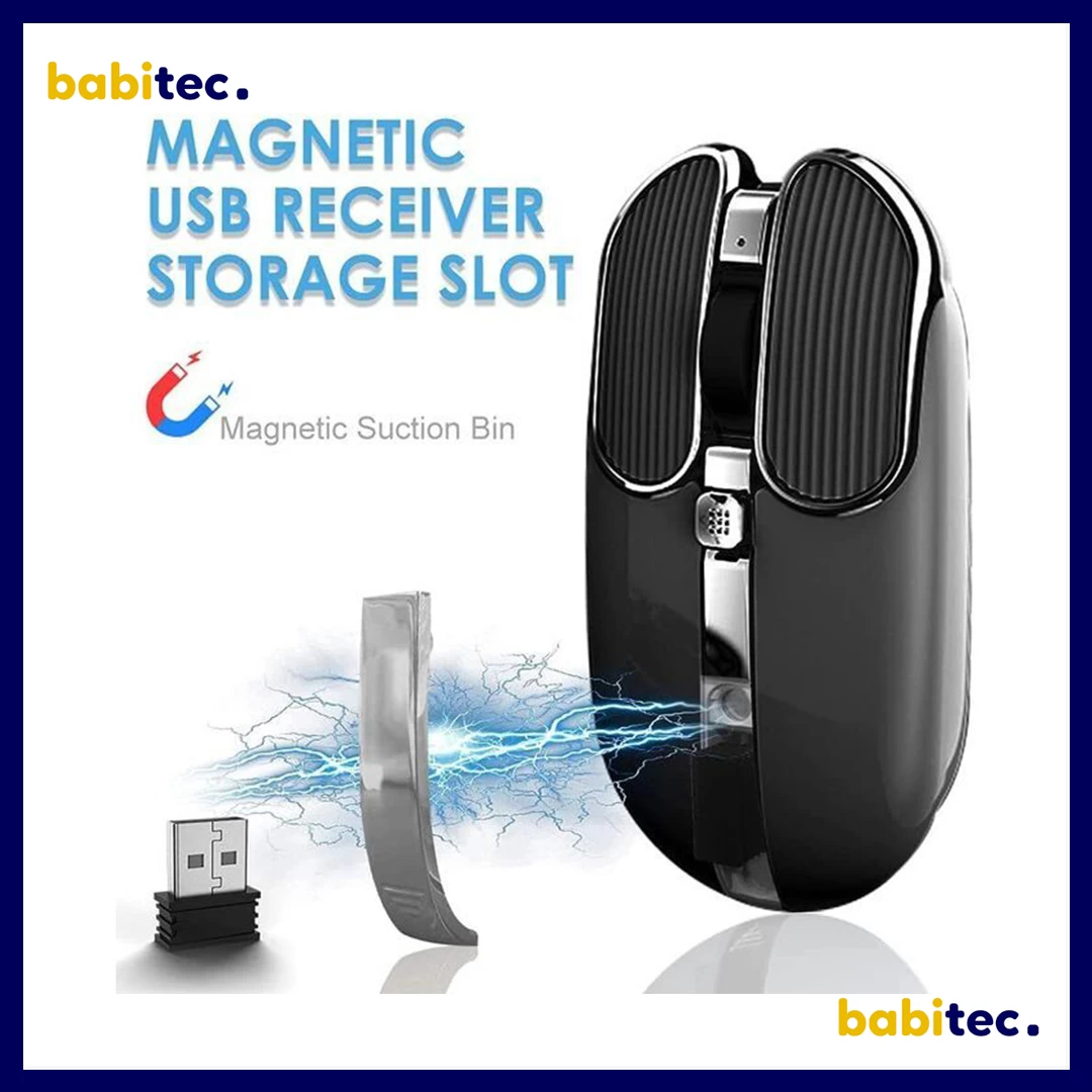 Noir Souris Sans Fil Compatible Bluetooth 5.8GHz Silencieuse Rechargeable Pour M